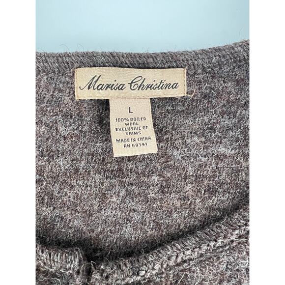 Marisa Christina 100% Wool Sweater Womens Large Brown Zip Long Sleeve Minimalist - Picture 5 of 7